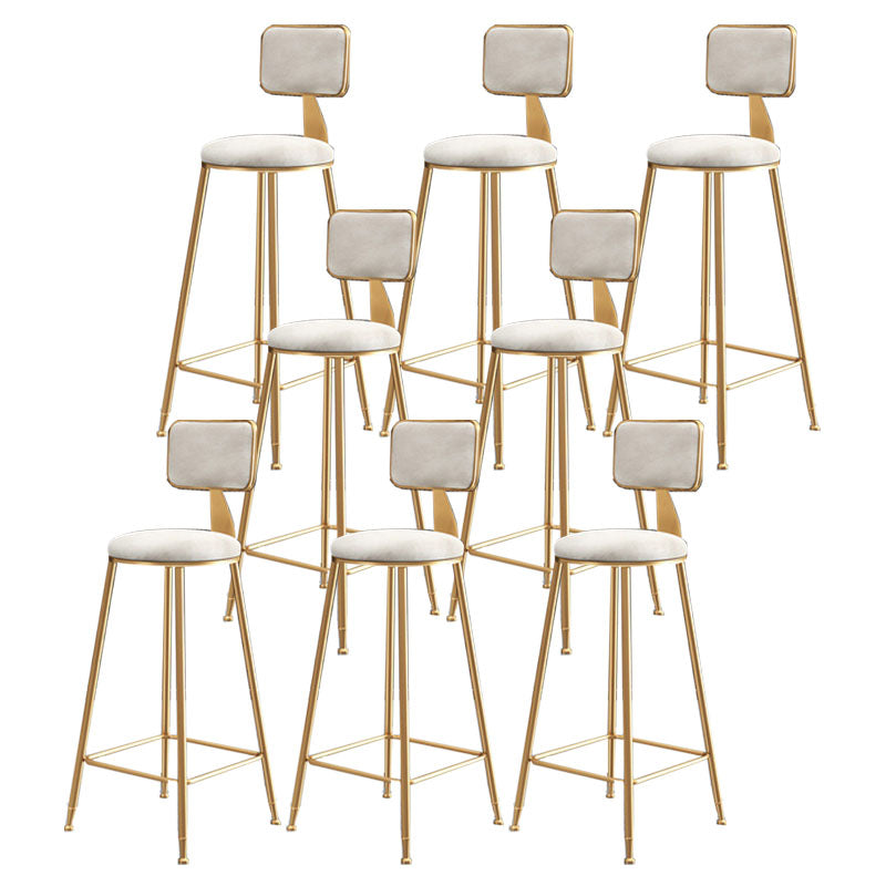Glam Metal Stool Velvet Low Back Stool with Footrest in Matte Finish White 8 Piece Set Clearhalo 'Bar Furniture' 'Bar Stools' 'bar_stools' 'furn' 'furn_bar_stools' 'Furniture' 'Kitchen & Dining Furniture' 6024324