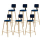 Glam Metal Stool Velvet Low Back Stool with Footrest in Matte Finish Blue 6 Piece Set Clearhalo 'Bar Furniture' 'Bar Stools' 'bar_stools' 'furn' 'furn_bar_stools' 'Furniture' 'Kitchen & Dining Furniture' 6024333