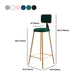 Glam Metal Stool Velvet Low Back Stool with Footrest in Matte Finish Clearhalo 'Bar Furniture' 'Bar Stools' 'bar_stools' 'furn' 'furn_bar_stools' 'Furniture' 'Kitchen & Dining Furniture' 6024342
