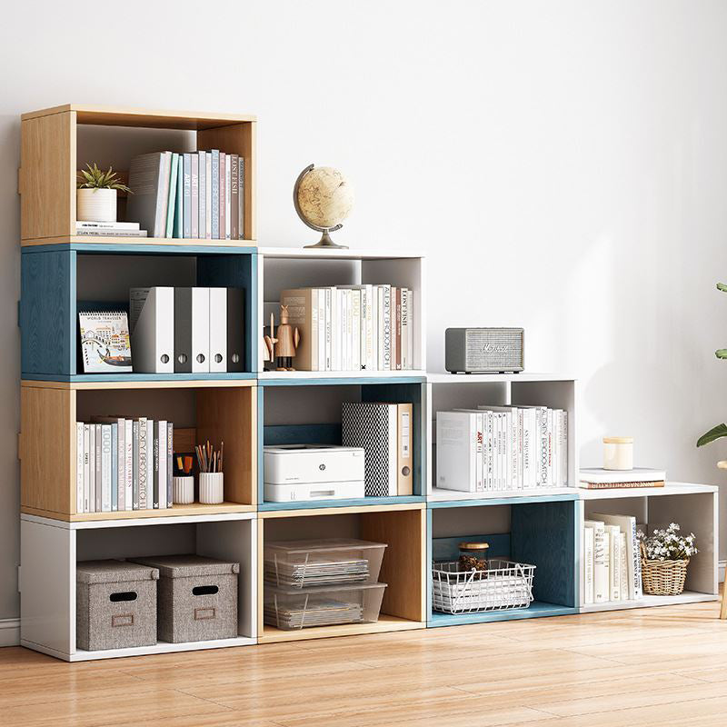 Contemporary Bookshelf Wood Closed Back Shelf Bookcase for Study Room