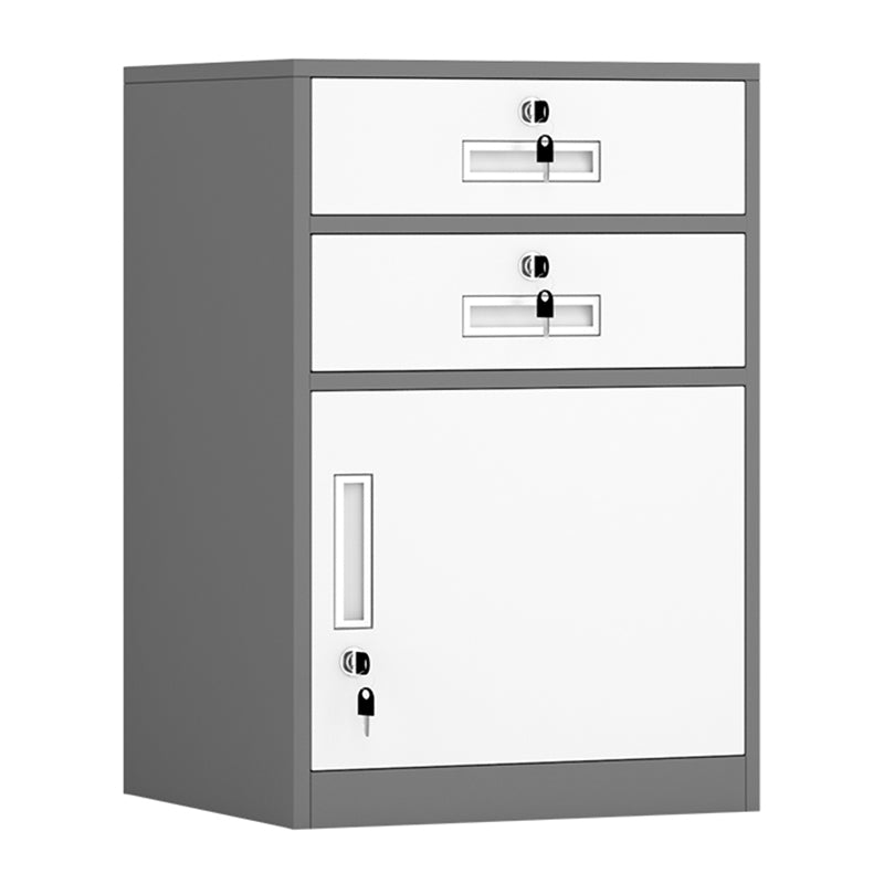 Modern Cabinet Metal Locking Drawers and Storage File Cabinet White-Gray 2 Clearhalo 'Filing Cabinets' 'filling_cabinets' 'furn' 'furn_filling_cabinets' 'Furniture' 'Office Furniture' 6024695