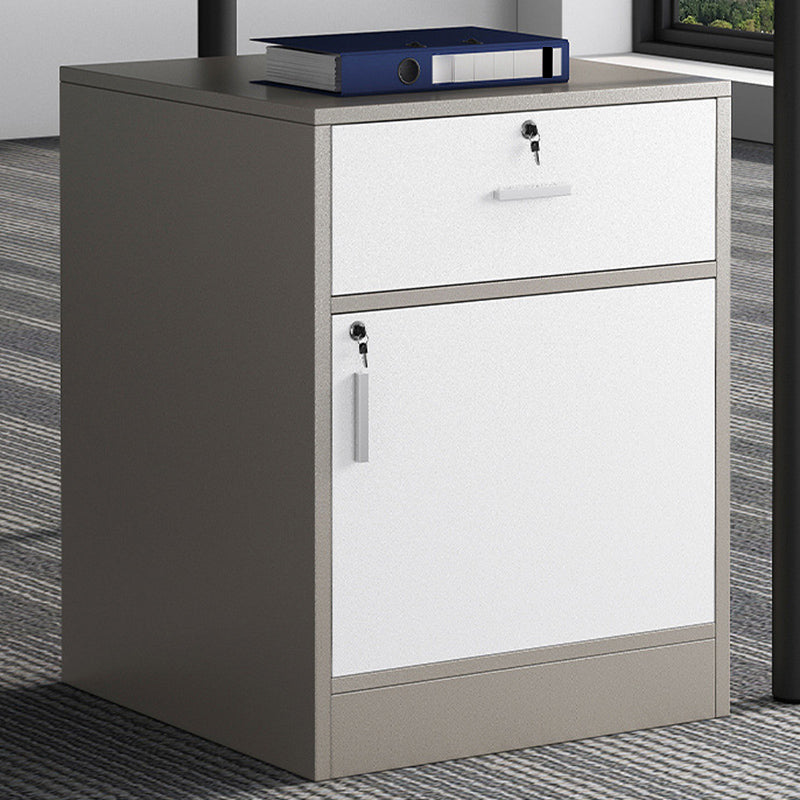 Leisure File Cabinet Color Block Wood Locking Drawers File Cabinet Coffee-White 1 Clearhalo 'Filing Cabinets' 'filling_cabinets' 'furn' 'furn_filling_cabinets' 'Furniture' 'Office Furniture' 6024709