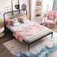 Contemporary Style Solid Color Bed Frame Metal Bed with Headboard