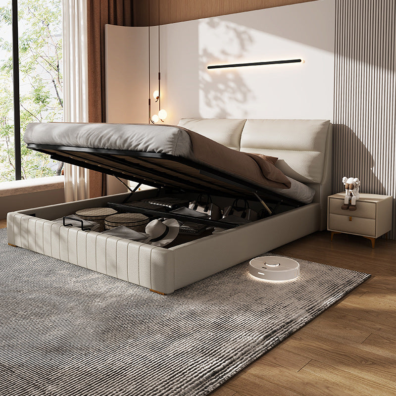 Modern gestoffeerd hoofdeinde rechthoekig paneel massief houten bedframe