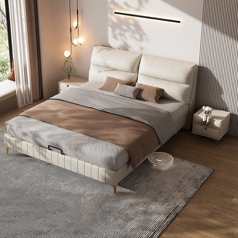 Modern gestoffeerd hoofdeinde rechthoekig paneel massief houten bedframe
