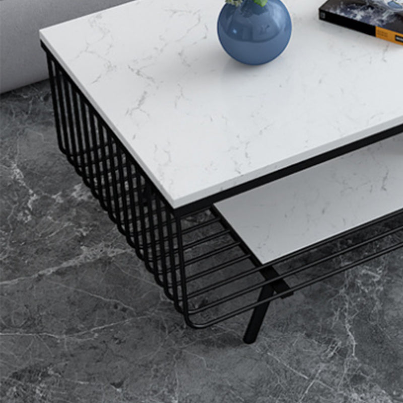 Glam a 4 gambe tavolino in marmo rettangolare con scaffale