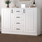 Contemporary White Wooden Accent Cabinet with Doors and Drawers 47"L x 14"W x 35"H Clearhalo 'Cabinets & Chests' 'cabinets_chests' 'furn' 'furn_cabinets_chests' 'Furniture' 'Living Room Furniture' 6025090