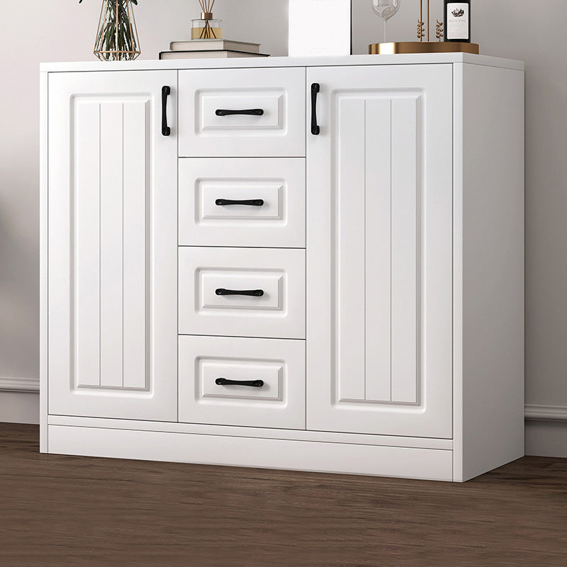 Contemporary White Wooden Accent Cabinet with Doors and Drawers 35"L x 14"W x 35"H Clearhalo 'Cabinets & Chests' 'cabinets_chests' 'furn' 'furn_cabinets_chests' 'Furniture' 'Living Room Furniture' 6025091