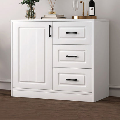 Contemporary White Wooden Accent Cabinet with Doors and Drawers 31"L x 14"W x 30"H Clearhalo 'Cabinets & Chests' 'cabinets_chests' 'furn' 'furn_cabinets_chests' 'Furniture' 'Living Room Furniture' 6025092