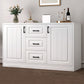 Contemporary White Wooden Accent Cabinet with Doors and Drawers 47"L x 14"W x 30"H Clearhalo 'Cabinets & Chests' 'cabinets_chests' 'furn' 'furn_cabinets_chests' 'Furniture' 'Living Room Furniture' 6025093