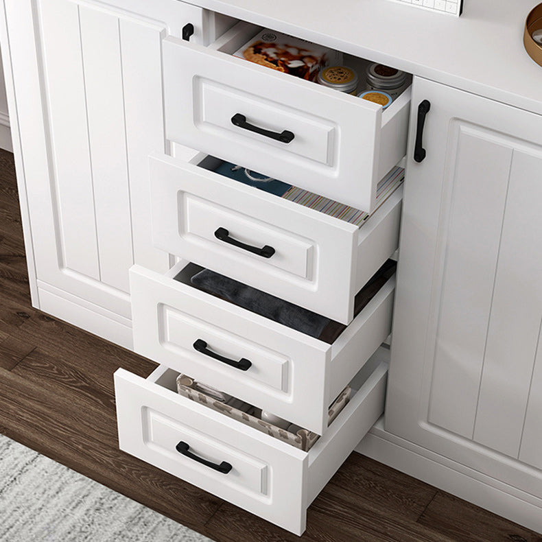 Contemporary White Wooden Accent Cabinet with Doors and Drawers Clearhalo 'Cabinets & Chests' 'cabinets_chests' 'furn' 'furn_cabinets_chests' 'Furniture' 'Living Room Furniture' 6025097