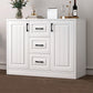 Contemporary White Wooden Accent Cabinet with Doors and Drawers 35.4"L x 13.8"W x 29.5"H Clearhalo 'Cabinets & Chests' 'cabinets_chests' 'furn' 'furn_cabinets_chests' 'Furniture' 'Living Room Furniture' 6025099