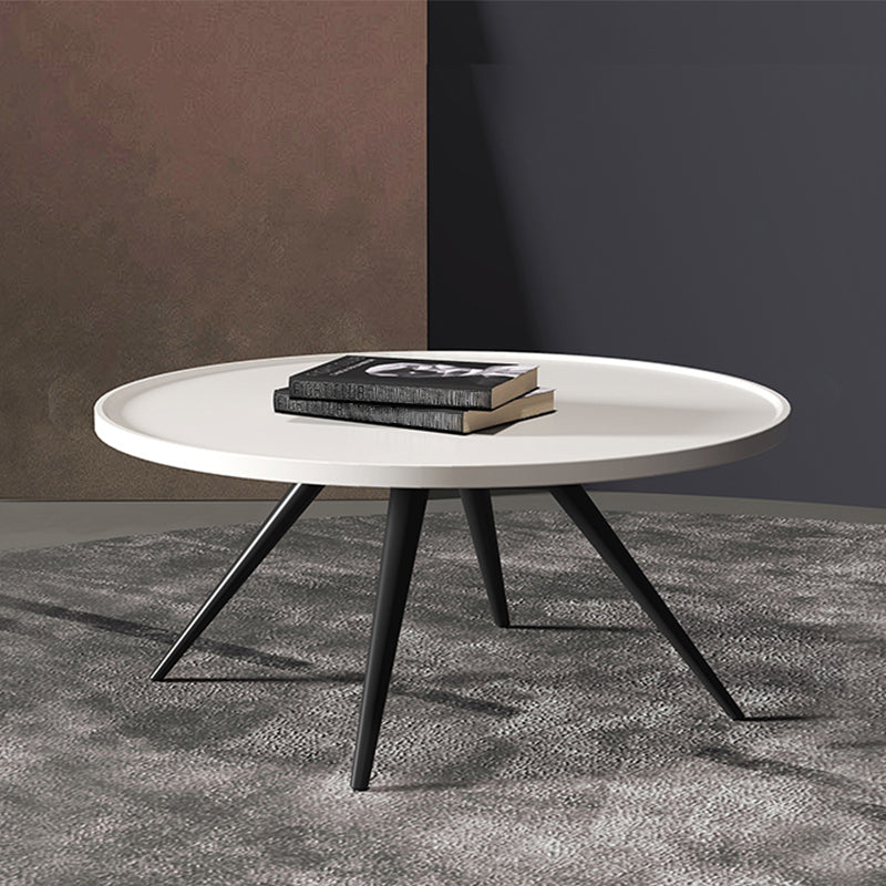 Pine Wood 4 Legs Coffee Table Modernism Round Tray Table Cocktail Table 25.5"L x 25.5"W x 18"H White Clearhalo 'Coffee & Accent Tables' 'Coffee Tables' 'coffee_tables' 'furn' 'furn_coffee_tables' 'Furniture' 'Living Room Furniture' 6025126