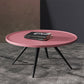 Pine Wood 4 Legs Coffee Table Modernism Round Tray Table Cocktail Table 25.5"L x 25.5"W x 18"H Pink Clearhalo 'Coffee & Accent Tables' 'Coffee Tables' 'coffee_tables' 'furn' 'furn_coffee_tables' 'Furniture' 'Living Room Furniture' 6025132