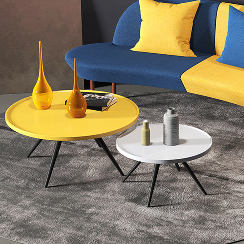 Pine Wood 4 Legs Coffee Table Modernism Round Tray Table Cocktail Table Clearhalo 'Coffee & Accent Tables' 'Coffee Tables' 'coffee_tables' 'furn' 'furn_coffee_tables' 'Furniture' 'Living Room Furniture' 6025133