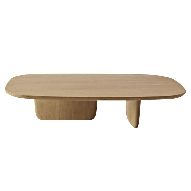 Table basse scandinave en bois massif avec 2 pieds et plateau rectangulaire