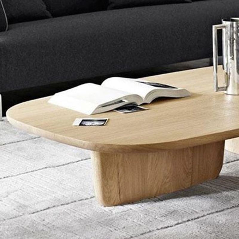 Table basse scandinave en bois massif avec 2 pieds et plateau rectangulaire