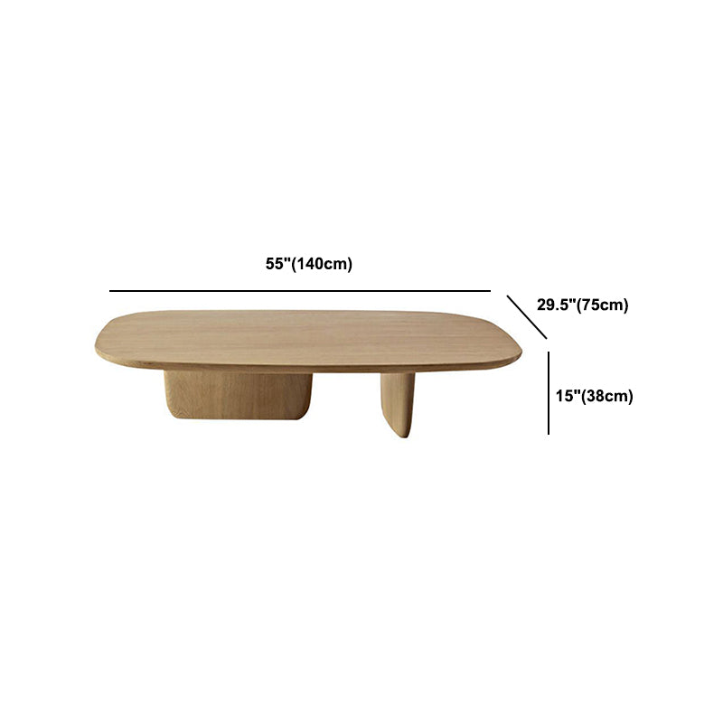 Table basse scandinave en bois massif avec 2 pieds et plateau rectangulaire