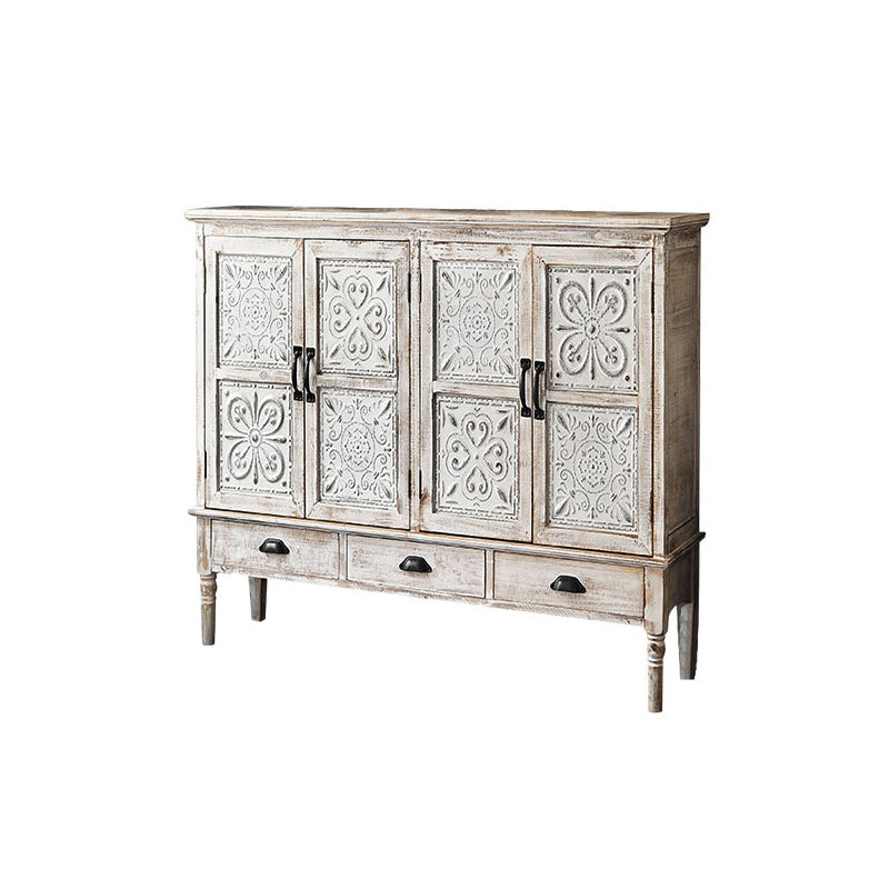 Gabinete de acento industrial con patas y estante de madera gabinete de madera angustiada