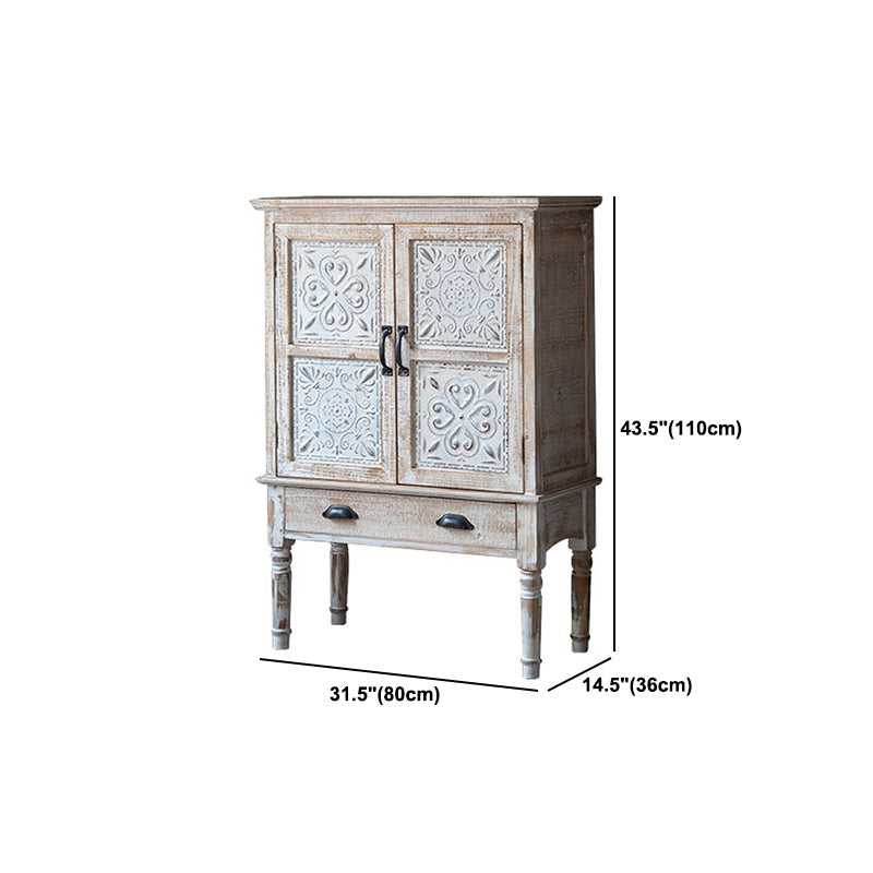 Gabinete de acento industrial con patas y estante de madera gabinete de madera angustiada