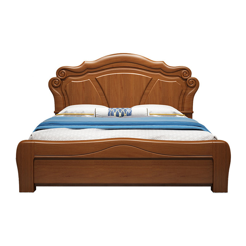 Traditional Panel Camelback with Headboard Pine Wood Standard Bed