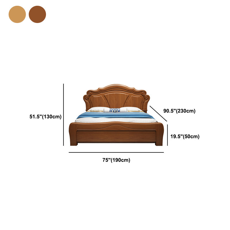 Traditional Panel Camelback with Headboard Pine Wood Standard Bed