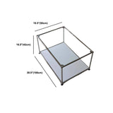 Rectangular Steel Coffee Table Modern Glass Top Cocktail Table with Floor Shelf
