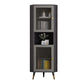 Modern Accent Cabinet with 2 Glass Doors and Storage Shelf Cabinet