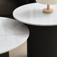 Slate Round Coffee Table Pedestal Cocktail Table Set in White Clearhalo 'Coffee & Accent Tables' 'Coffee Tables' 'coffee_tables' 'furn' 'furn_coffee_tables' 'Furniture' 'Living Room Furniture' 6025356
