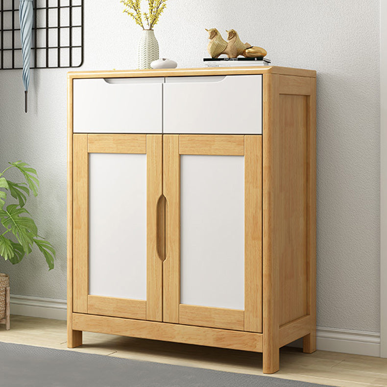 Mid-Century Cabinet with 2 Doors and 2 Drawers in Rubberwood Clearhalo 'Cabinets & Chests' 'cabinets_chests' 'furn' 'furn_cabinets_chests' 'Furniture' 'Living Room Furniture' 6025361