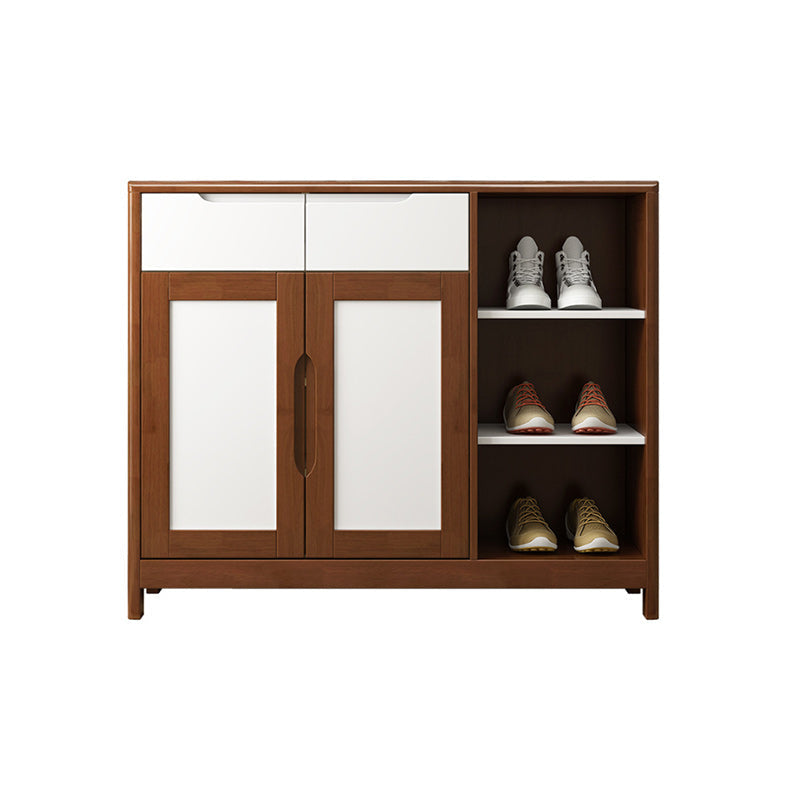 Mid-Century Cabinet with 2 Doors and 2 Drawers in Rubberwood Clearhalo 'Cabinets & Chests' 'cabinets_chests' 'furn' 'furn_cabinets_chests' 'Furniture' 'Living Room Furniture' 6025371