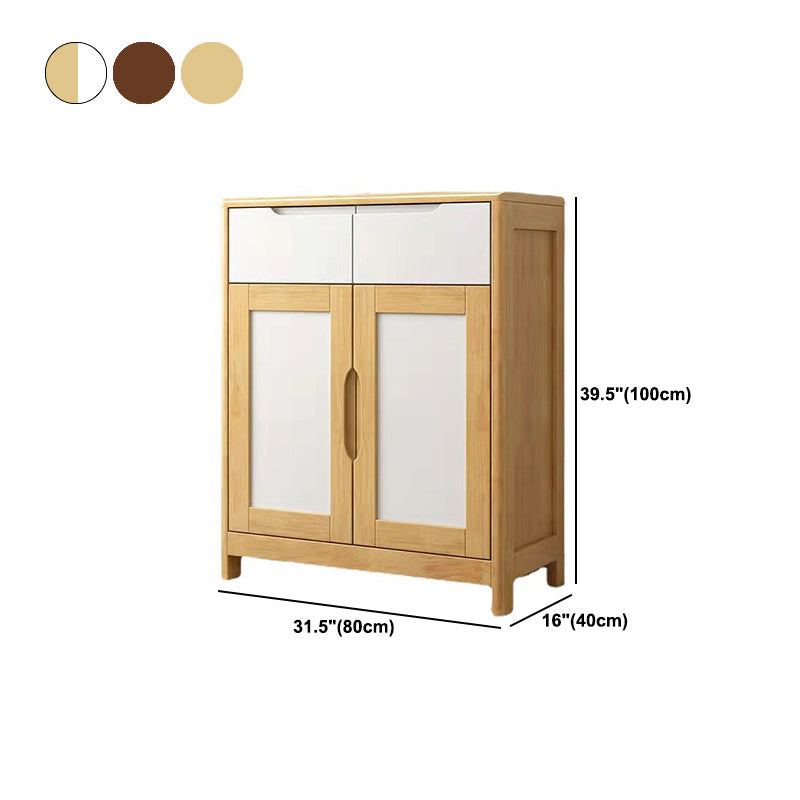 Mid-Century Cabinet with 2 Doors and 2 Drawers in Rubberwood Clearhalo 'Cabinets & Chests' 'cabinets_chests' 'furn' 'furn_cabinets_chests' 'Furniture' 'Living Room Furniture' 6025374