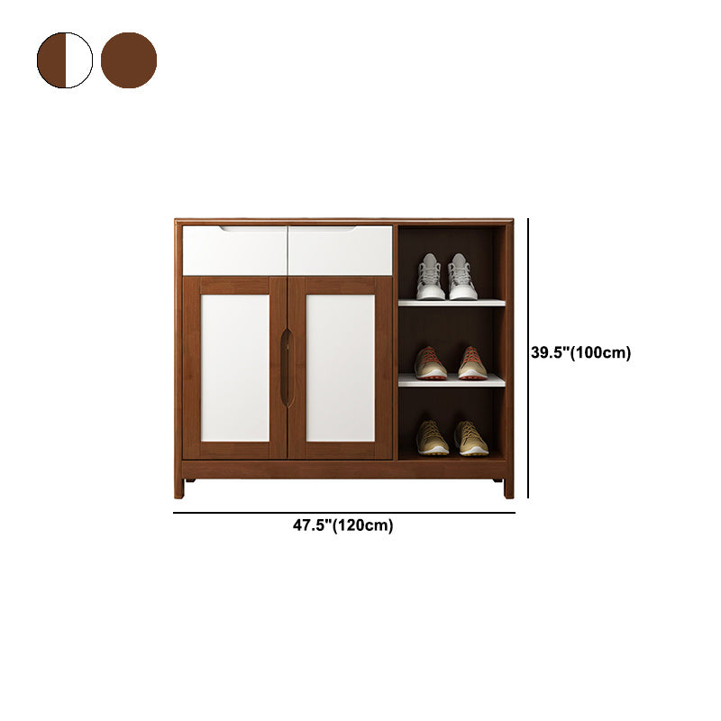 Mid-Century Cabinet with 2 Doors and 2 Drawers in Rubberwood Clearhalo 'Cabinets & Chests' 'cabinets_chests' 'furn' 'furn_cabinets_chests' 'Furniture' 'Living Room Furniture' 6025375