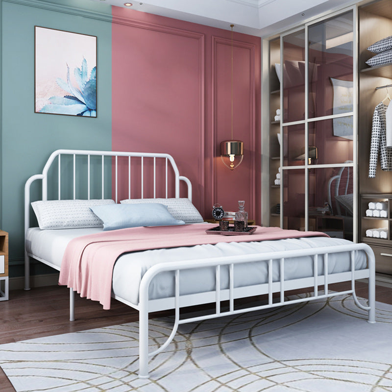 Modern Rectangular Headboard Bed Open-Frame Iron Bed With Metal Legs