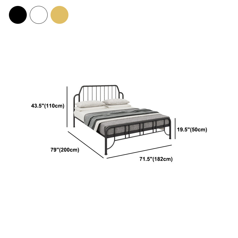 Modern Rectangular Headboard Bed Open-Frame Iron Bed With Metal Legs