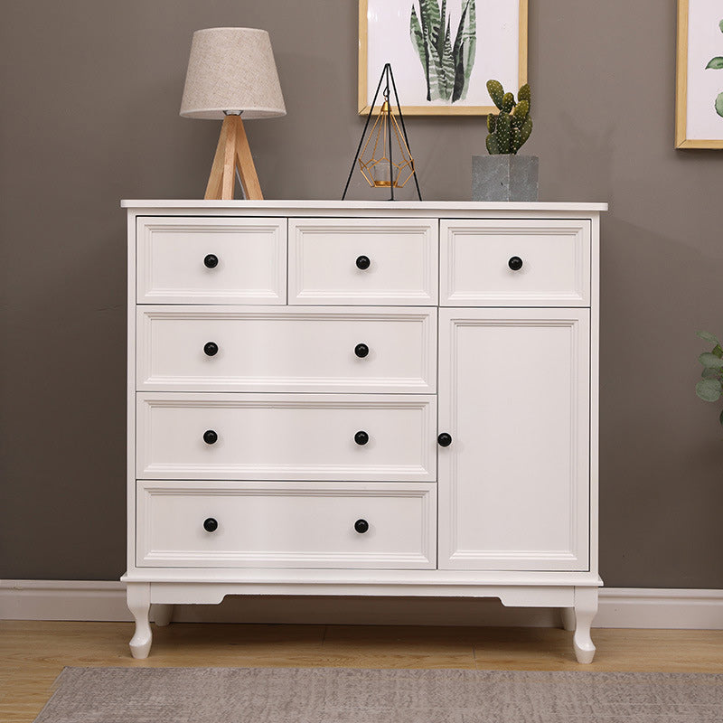 Modern Accent Cabinet with Drawers and Wooden Cabriole Legs Cabinet 39"L x 15"W x 37"H White Clearhalo 'Cabinets & Chests' 'cabinets_chests' 'furn' 'furn_cabinets_chests' 'Furniture' 'Living Room Furniture' 6025407