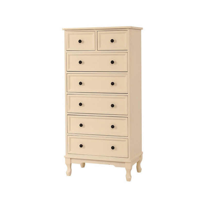 Modern Accent Cabinet with Drawers and Wooden Cabriole Legs Cabinet 23.5"L x 15"W x 45.3"H Beige Clearhalo 'Cabinets & Chests' 'cabinets_chests' 'furn' 'furn_cabinets_chests' 'Furniture' 'Living Room Furniture' 6025408