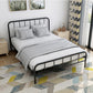 Modern Rectangular Headboard Bed Open-Frame Bed With Metal Legs