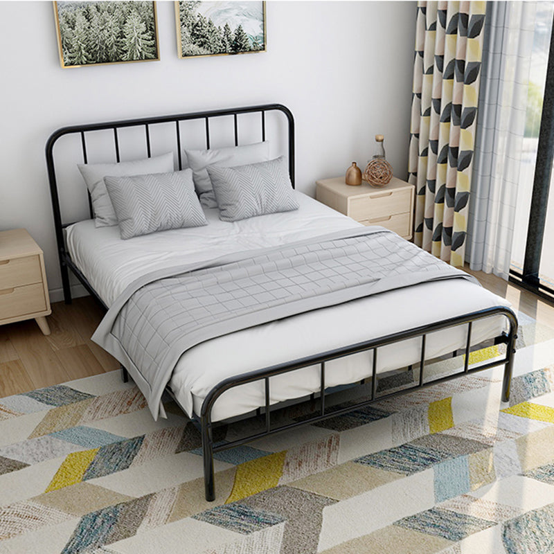 Modern Rectangular Headboard Bed Open-Frame Bed With Metal Legs