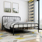 Modern Rectangular Headboard Bed Open-Frame Bed With Metal Legs