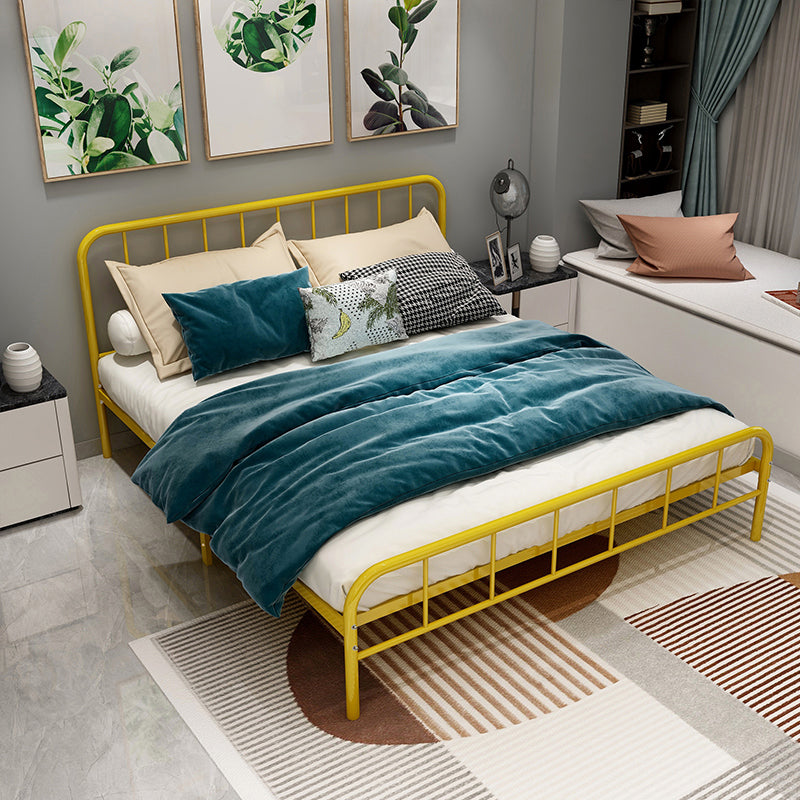 Modern Rectangular Headboard Bed Open-Frame Bed With Metal Legs