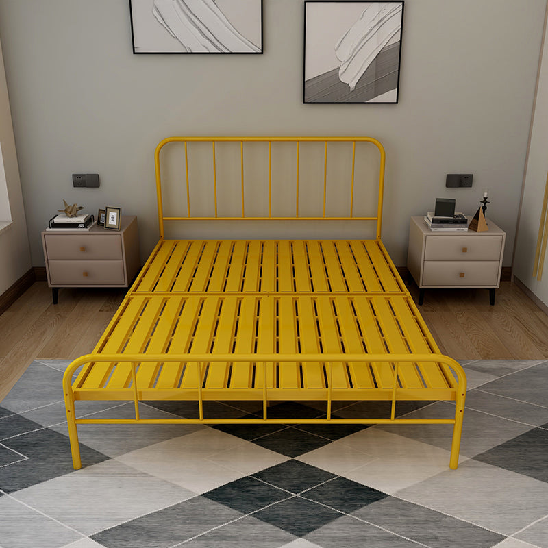 Modern Rectangular Headboard Bed Open-Frame Bed With Metal Legs