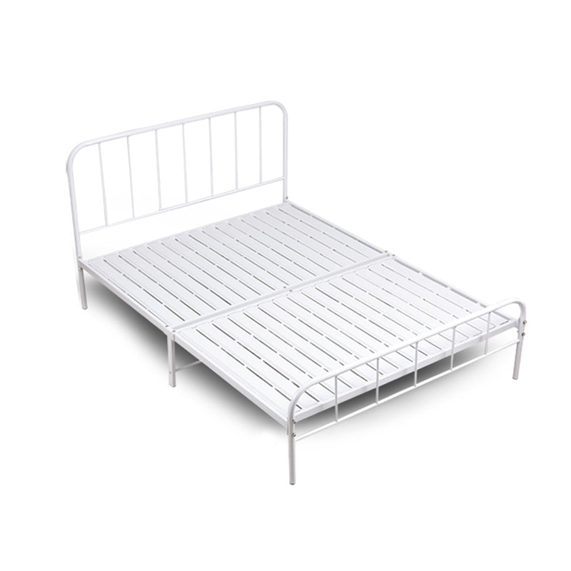 Modern Rectangular Headboard Bed Open-Frame Bed With Metal Legs
