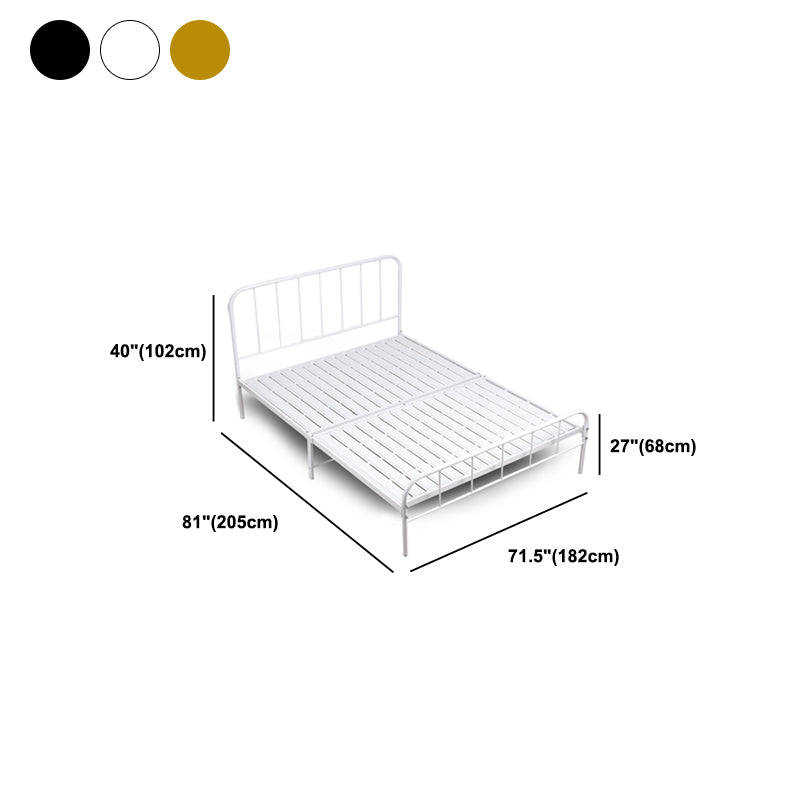 Modern Rectangular Headboard Bed Open-Frame Bed With Metal Legs