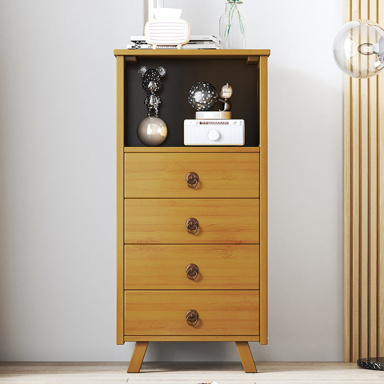 Mid-Century Accent Chest with Shelf and Drawers and Straight Legs