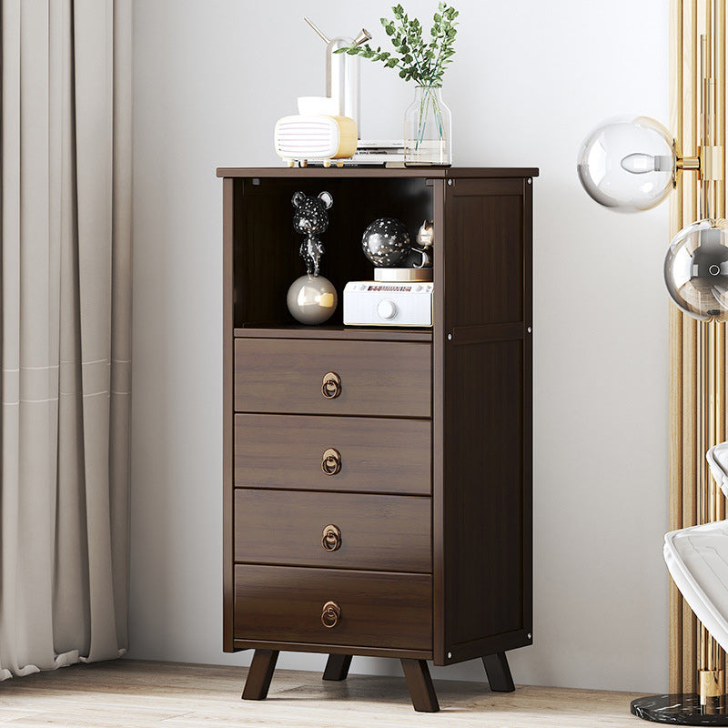 Mid-Century Accent Chest with Shelf and Drawers and Straight Legs