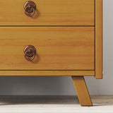 Mid-Century Accent Chest with Shelf and Drawers and Straight Legs