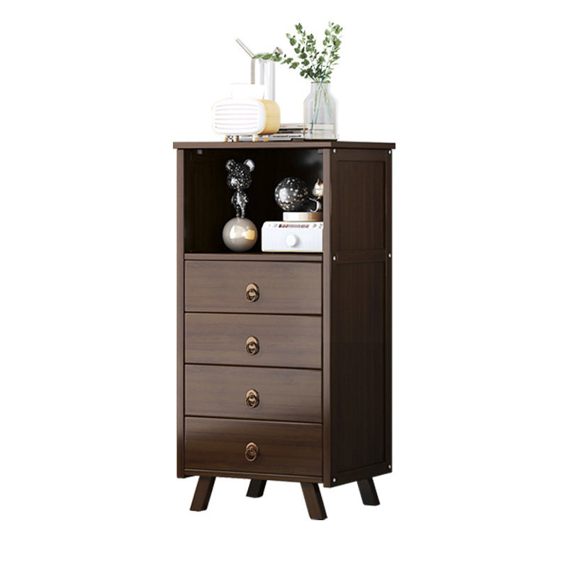 Mid-Century Accent Chest with Shelf and Drawers and Straight Legs