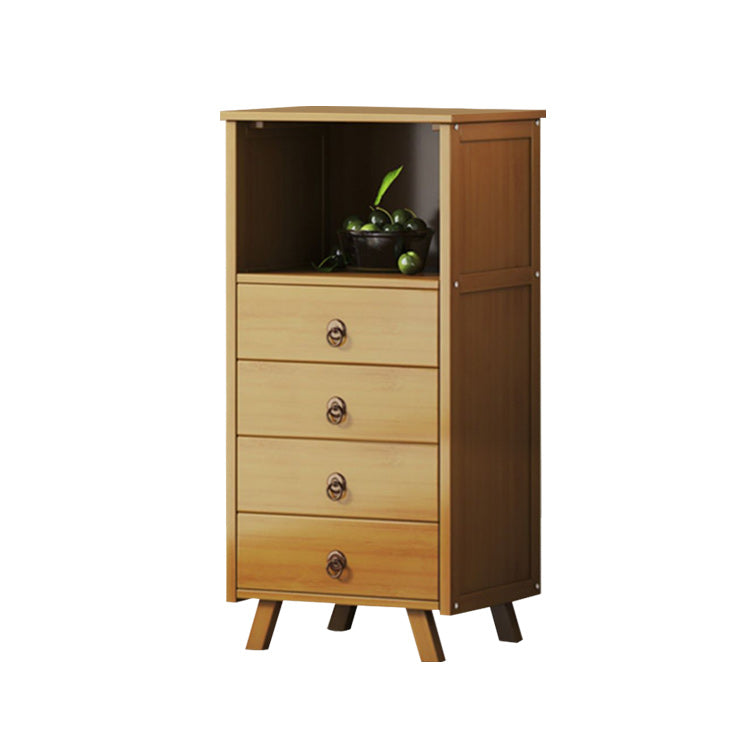 Mid-Century Accent Chest with Shelf and Drawers and Straight Legs