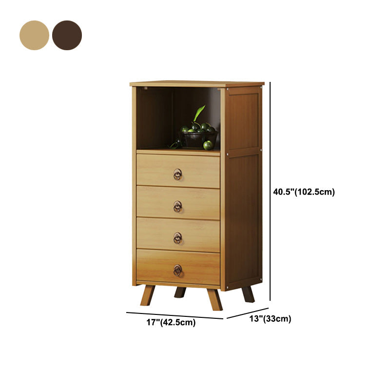 Mid-Century Accent Chest with Shelf and Drawers and Straight Legs